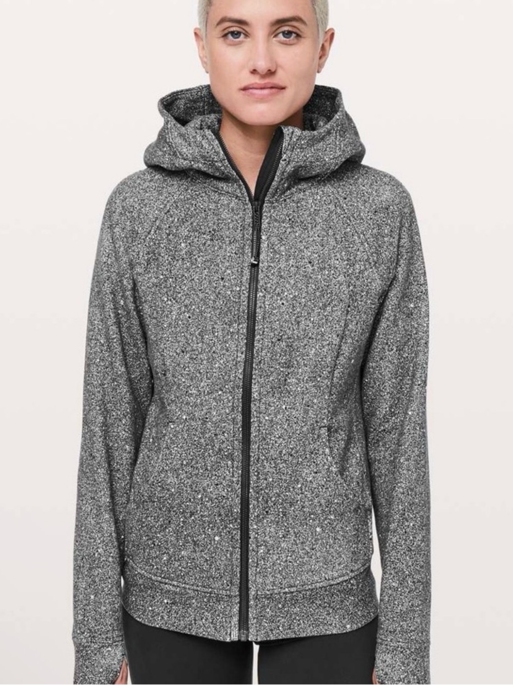 Lululemon Scuba Hoodie Size 8 Light Cotton Fleece Luminesce Splatter White Black
